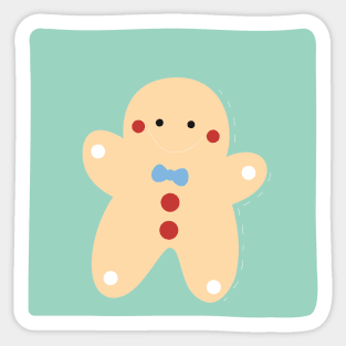 Cute Gingerbread Man With a Blue Bow Smiling Sticker